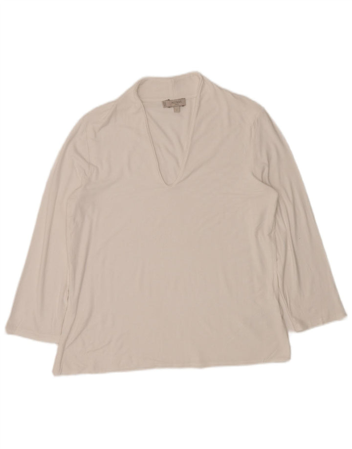 HOBBS Damen Top Langarm UK 14 Large Weiße Viskose