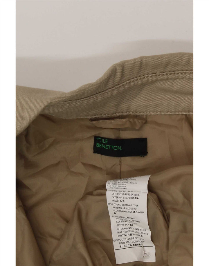 Benetton Damen Bomberjacke IT 44 Mittelbeige Colourblock Baumwolle