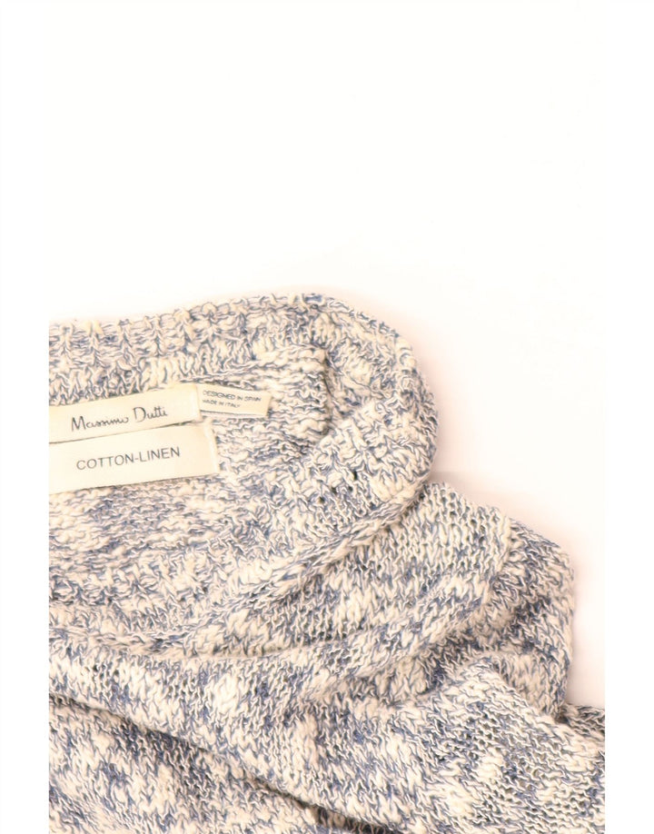 MASSIMO DUTTI Damen-Cardigan-Pullover UK 12 Mittelgrau gefleckte Baumwolle
