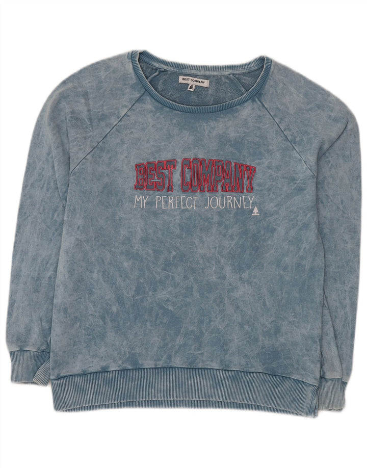Best Company Herren-Sweatshirt mit grafischem Muster, groß, blaue Batik-Baumwolle