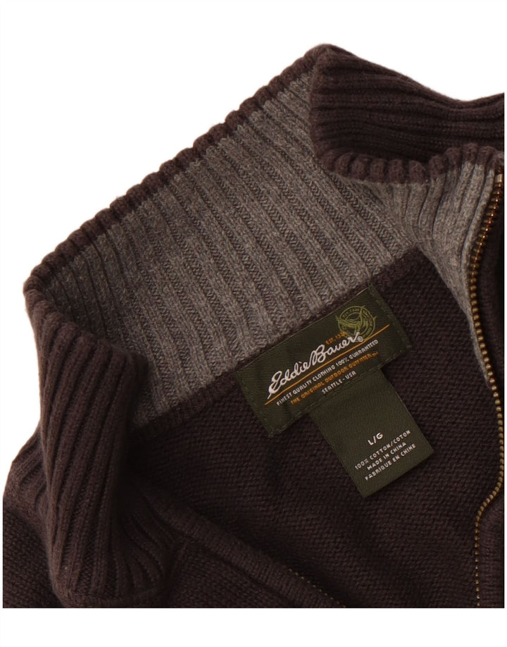 EDDIE BAUER Herren-Pullover mit Reißverschluss am Hals, große graue Baumwolle
