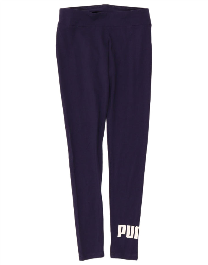 Puma Damen Tight Fit Graphic Leggings UK 10 Small Marineblau Baumwolle