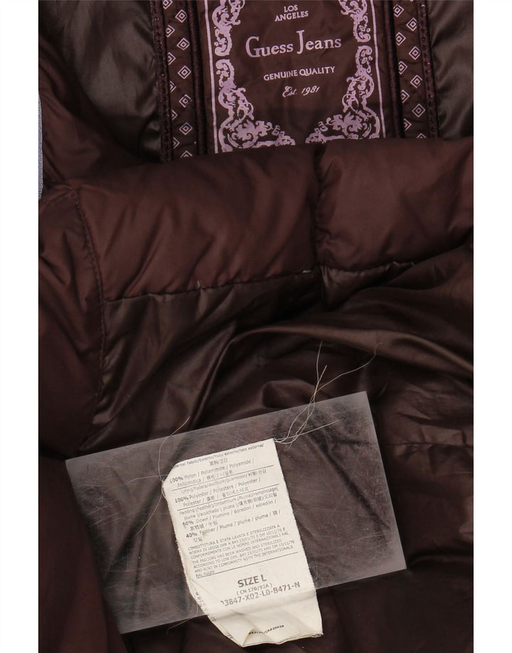 GUESS Womens Padded Coat UK 16 Large Brown Nylon