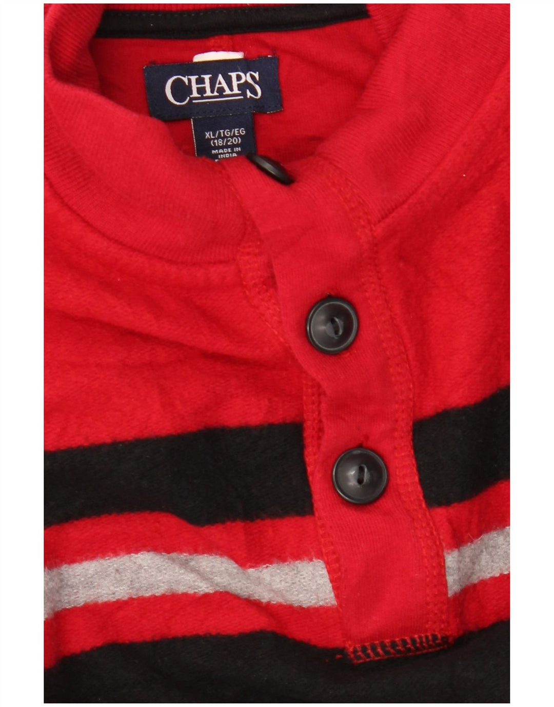 CHAPS Jungen-Pullover mit Knopfkragen, 15–16 Jahre, XL, Rot, Farbblock