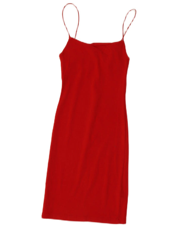Zara Damen Sommerkleid UK 8 Small Orange Baumwolle
