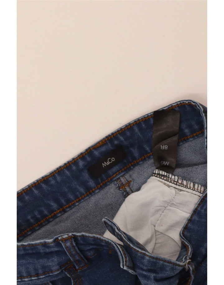 M&Co Damen Slim Jeans UK 8 Small W30 L28 Blaue Baumwolle