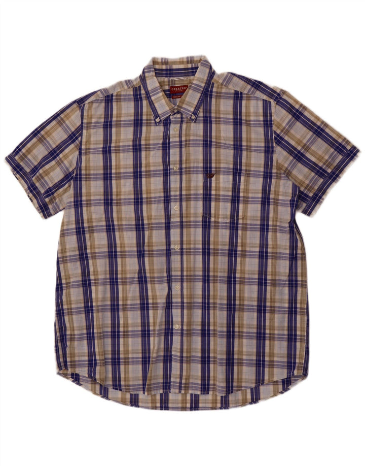 Carrera Herren-Kurzarmhemd mit normaler Passform, 3XL, blau kariert, Baumwolle