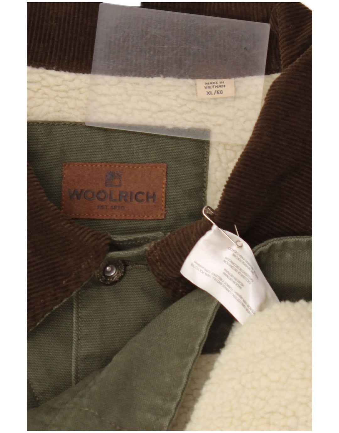 WOOLRICH Herren Sherpa Jacke UK 42 XL Khaki Baumwolle