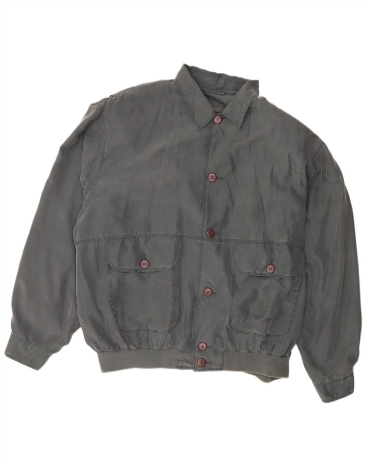 Vintage Herren Bomberjacke UK 40 Große graue Seide