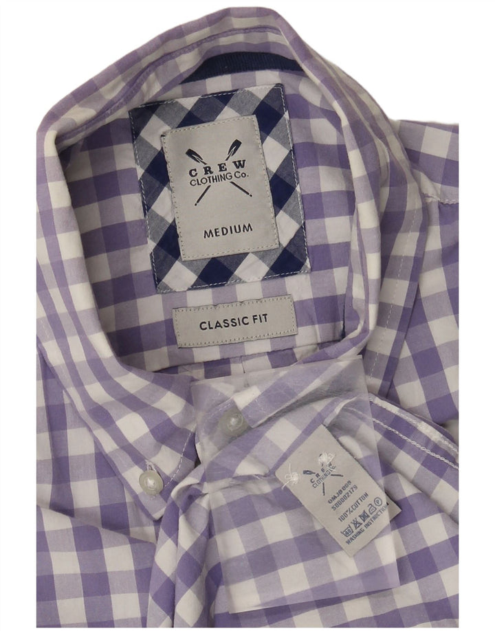 Crew Clothing Herren-Hemd mit klassischer Passform, mittelviolettes Gingham-Baumwolle
