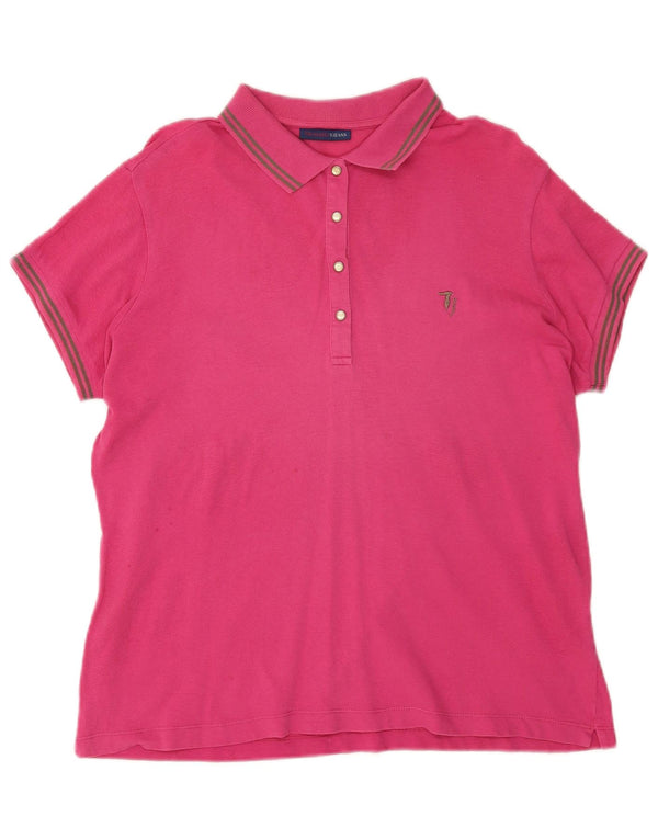 Trussardi Jeans Damen Poloshirt UK 18 XL Rosa