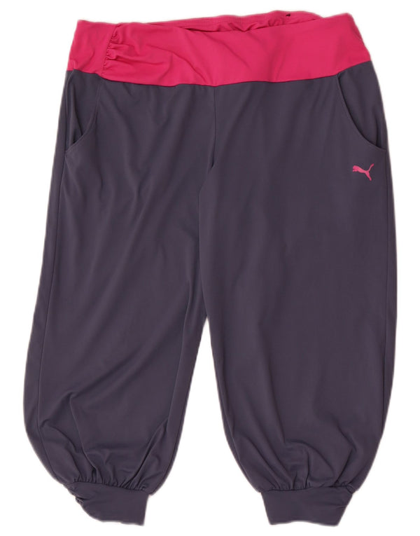 Puma Damen Bermuda Sport Shorts UK 14 Large Grau Colourblock Sports