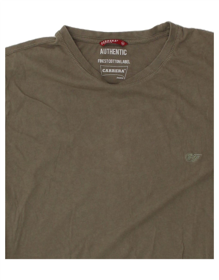 CARRERA Womens Authentic T-Shirt Top UK 14 Medium Khaki Cotton | Vintage Carrera | Thrift | Second-Hand Carrera | Used Clothing | Messina Hembry 