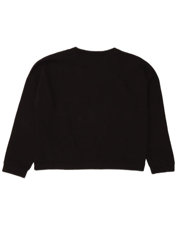 Guess Damen-Sweatshirt mit übergroßem, bauchfreiem Grafikmuster, Gr. 14, Schwarz