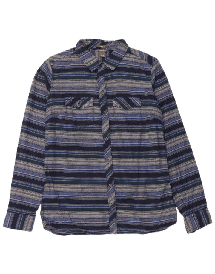 EDDIE BAUER Damen-Flanellhemd mit klassischer Passform, UK 10, Größe S, Marineblau gestreift