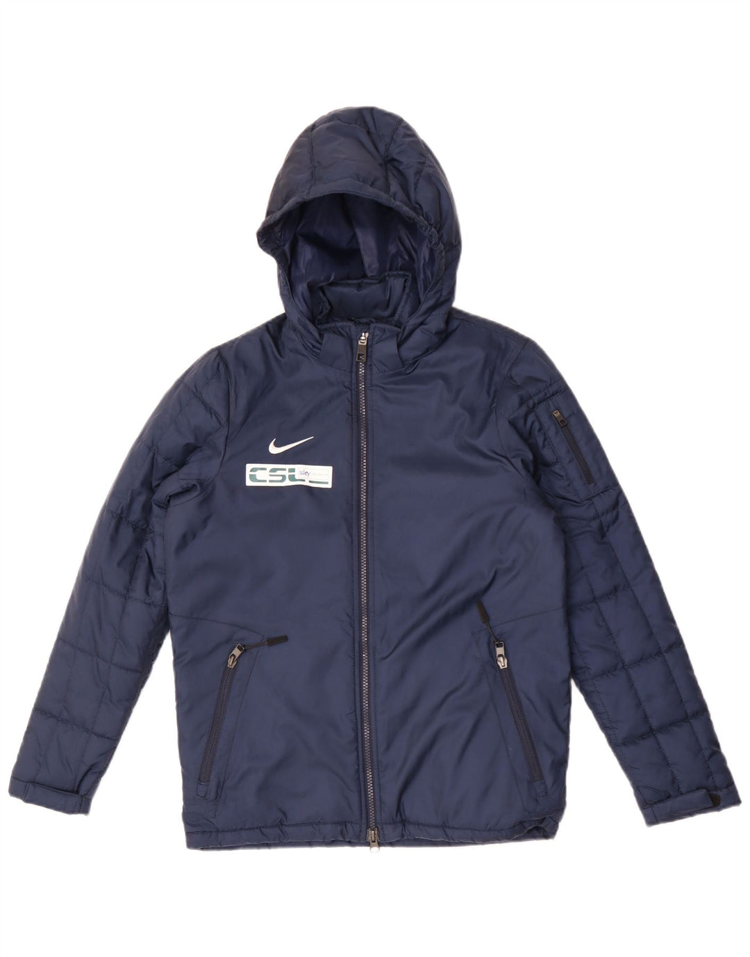 Nike Wattierte Jacke für Jungen mit Kapuze, 10–11 Jahre, Mittelgroßes Marineblau, Polyester