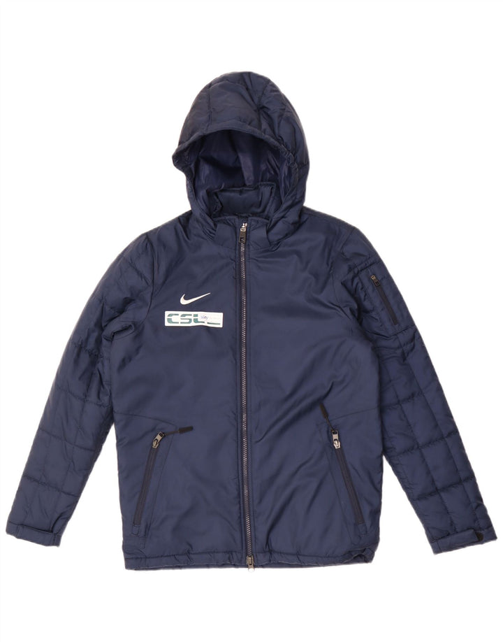 Nike Wattierte Jacke für Jungen mit Kapuze, 10–11 Jahre, Mittelgroßes Marineblau, Polyester