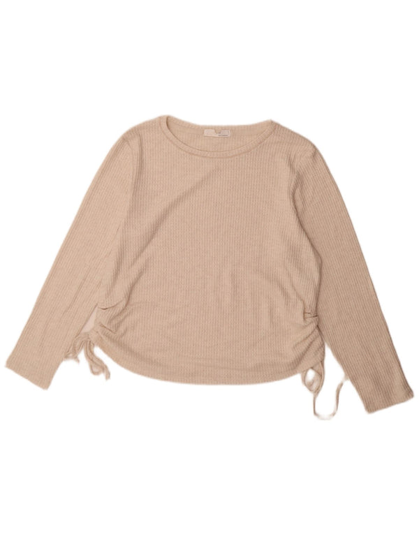 Marks & Spencer Damen Top Langarm UK 16 Large Beige Viskose