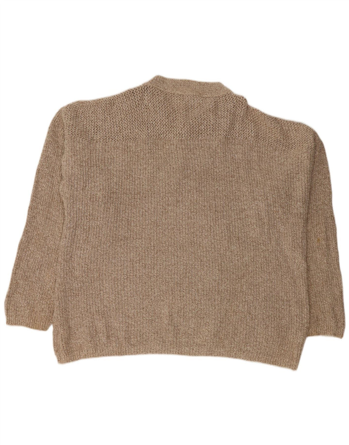 EDDIE BAUER Herren-Pullover, übergroß, Knopfkragen, XL, Beige gefleckt