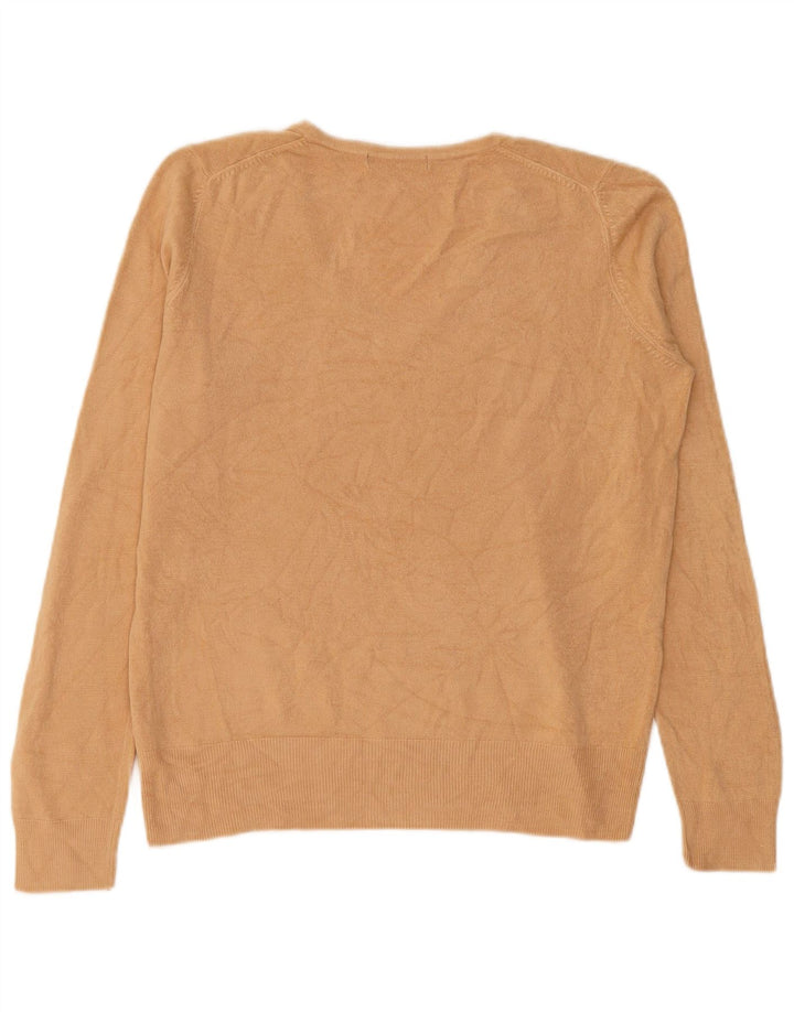 Marks & Spencer Damen-Pullover mit V-Ausschnitt, UK 12, Mittelbeige, Acryl