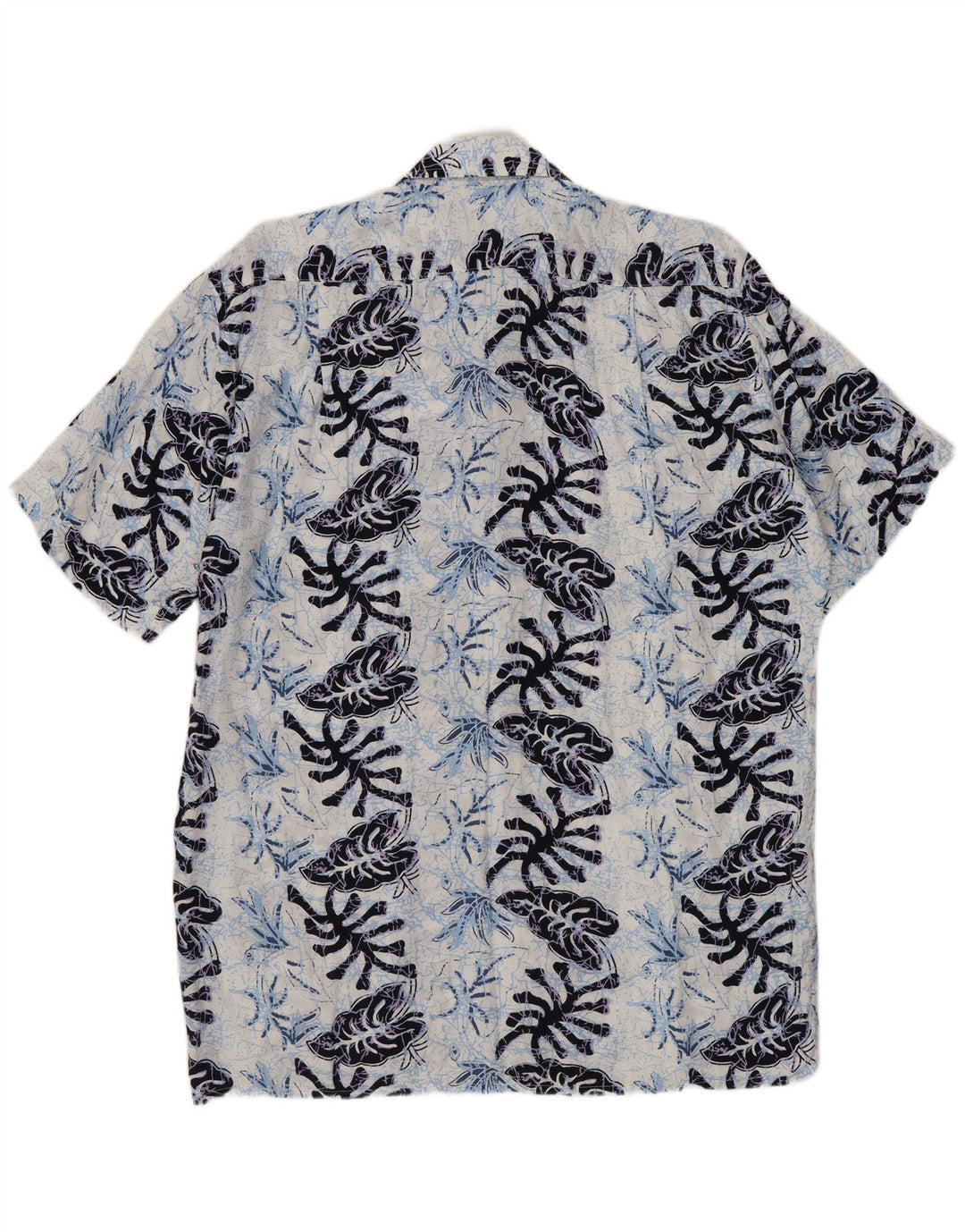 FOLLIE Herren-Kurzarmhemd, Größe 41/42, groß, marineblau, geblümt, Viskose