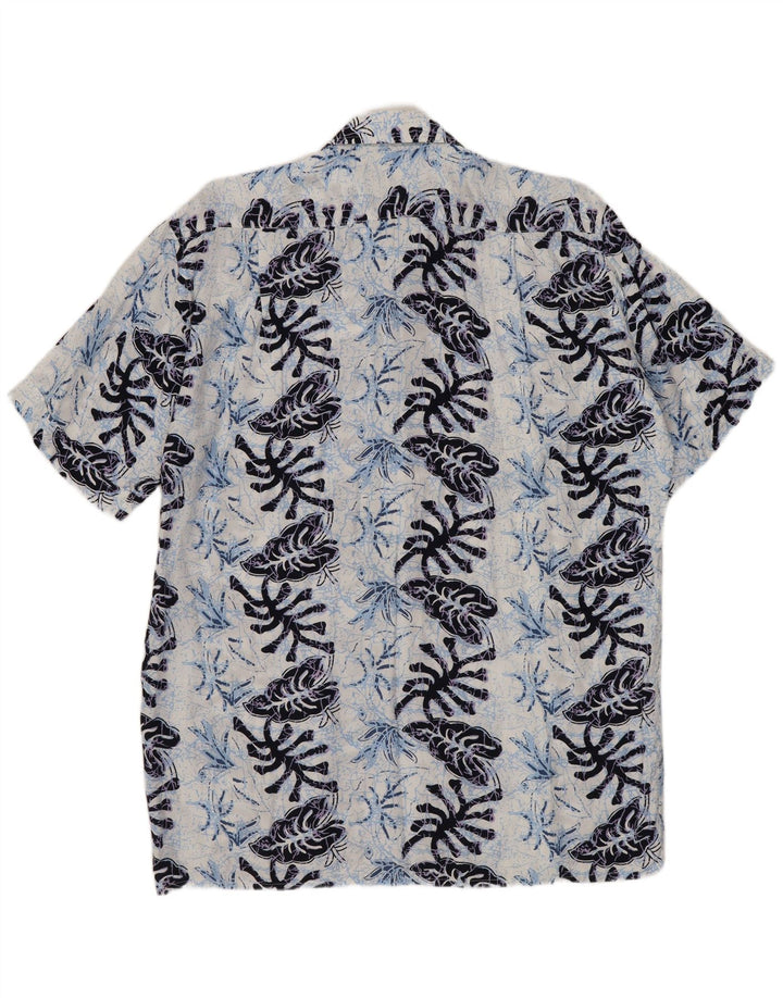 FOLLIE Herren-Kurzarmhemd, Größe 41/42, groß, marineblau, geblümt, Viskose