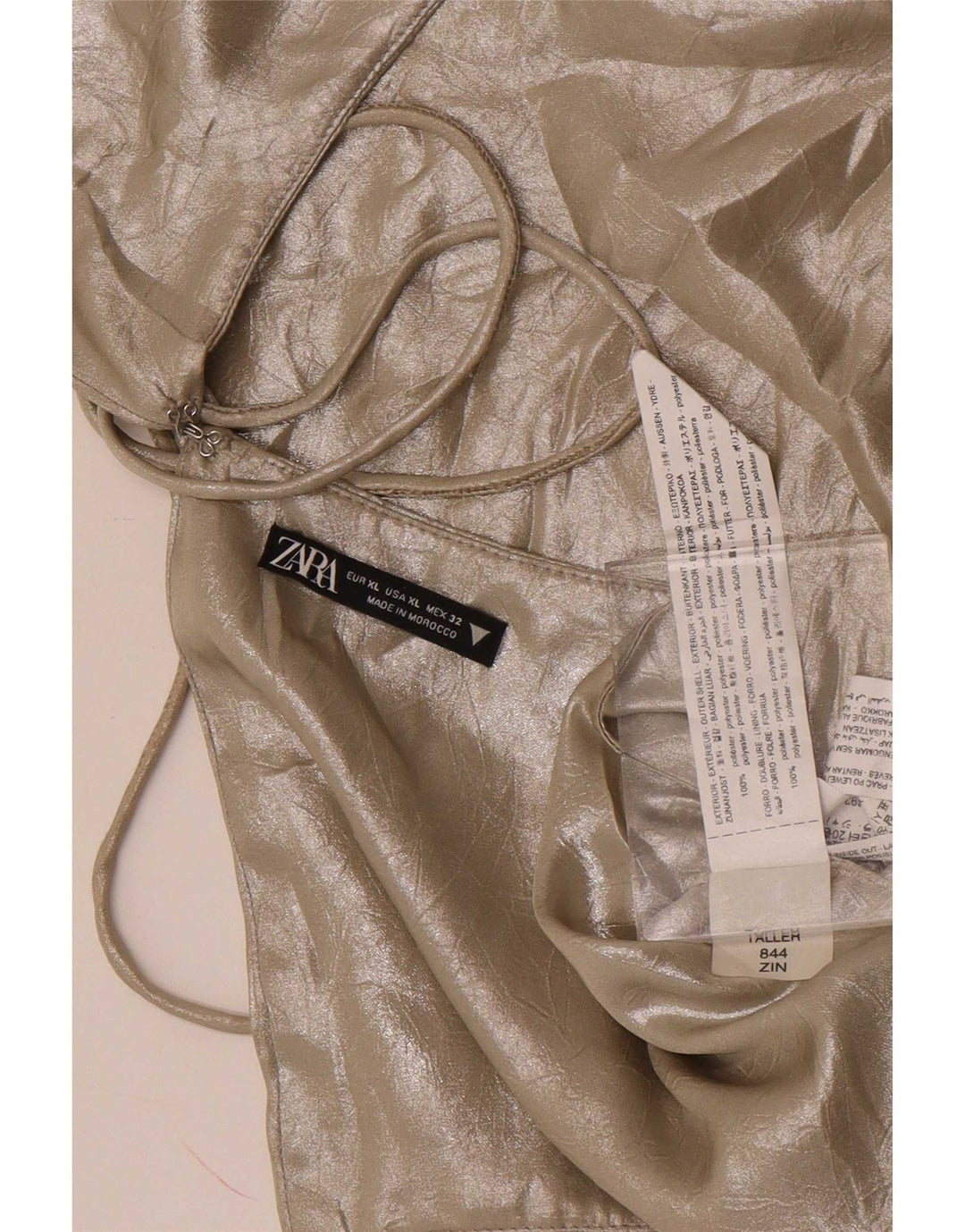 Zara Damen Crop Neckholder Top UK 18 XL Gold Polyester