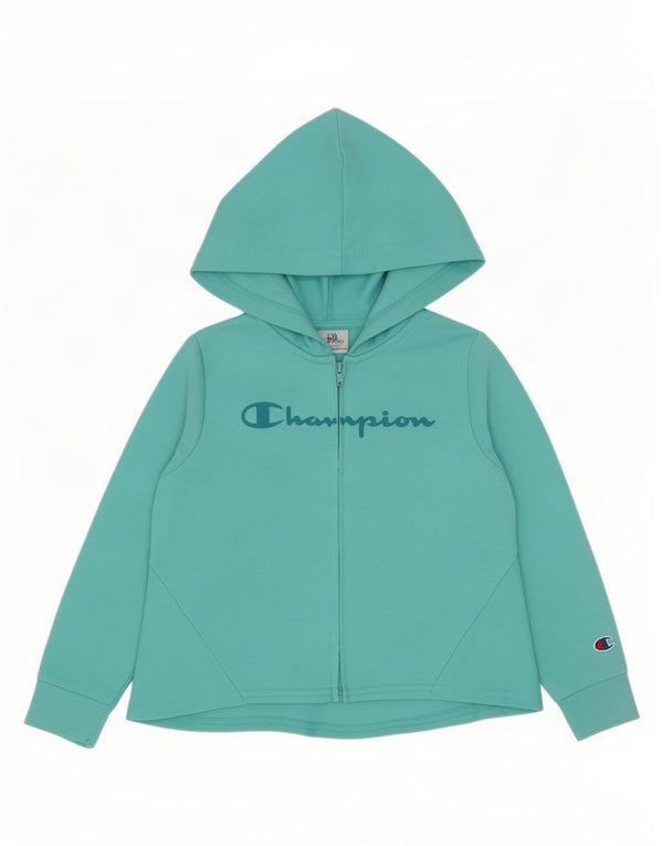 Champion Mädchen-Kapuzenpullover mit grafischem Reißverschluss, 3–4 Jahre, türkisfarbenes Polyester