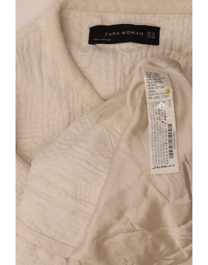 Zara Damen Utility-Jacke UK 6 XS Weiß Polyester