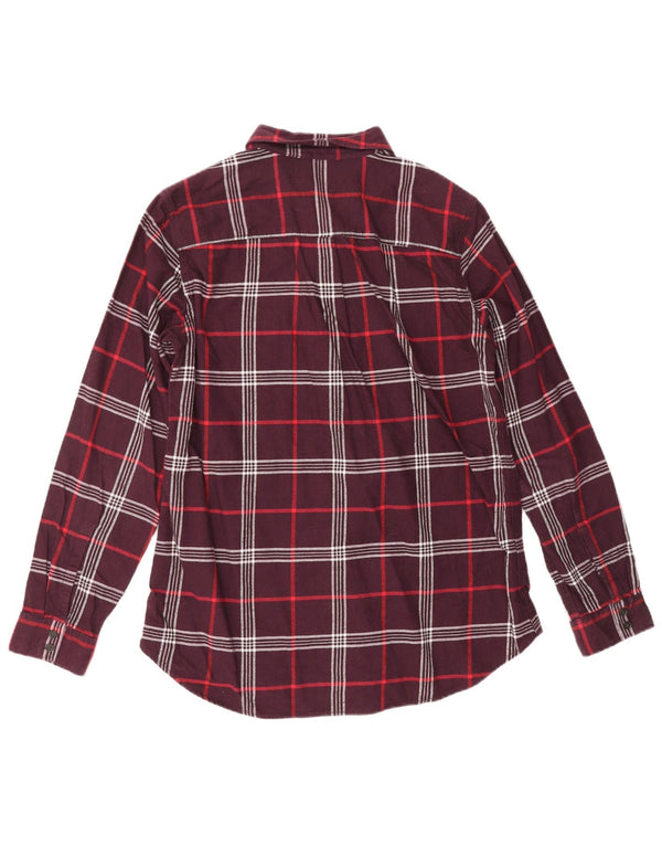 EDDIE BAUER Damen-Flanellhemd mit klassischer Passform, UK 14, mittleres Burgunderrot kariert