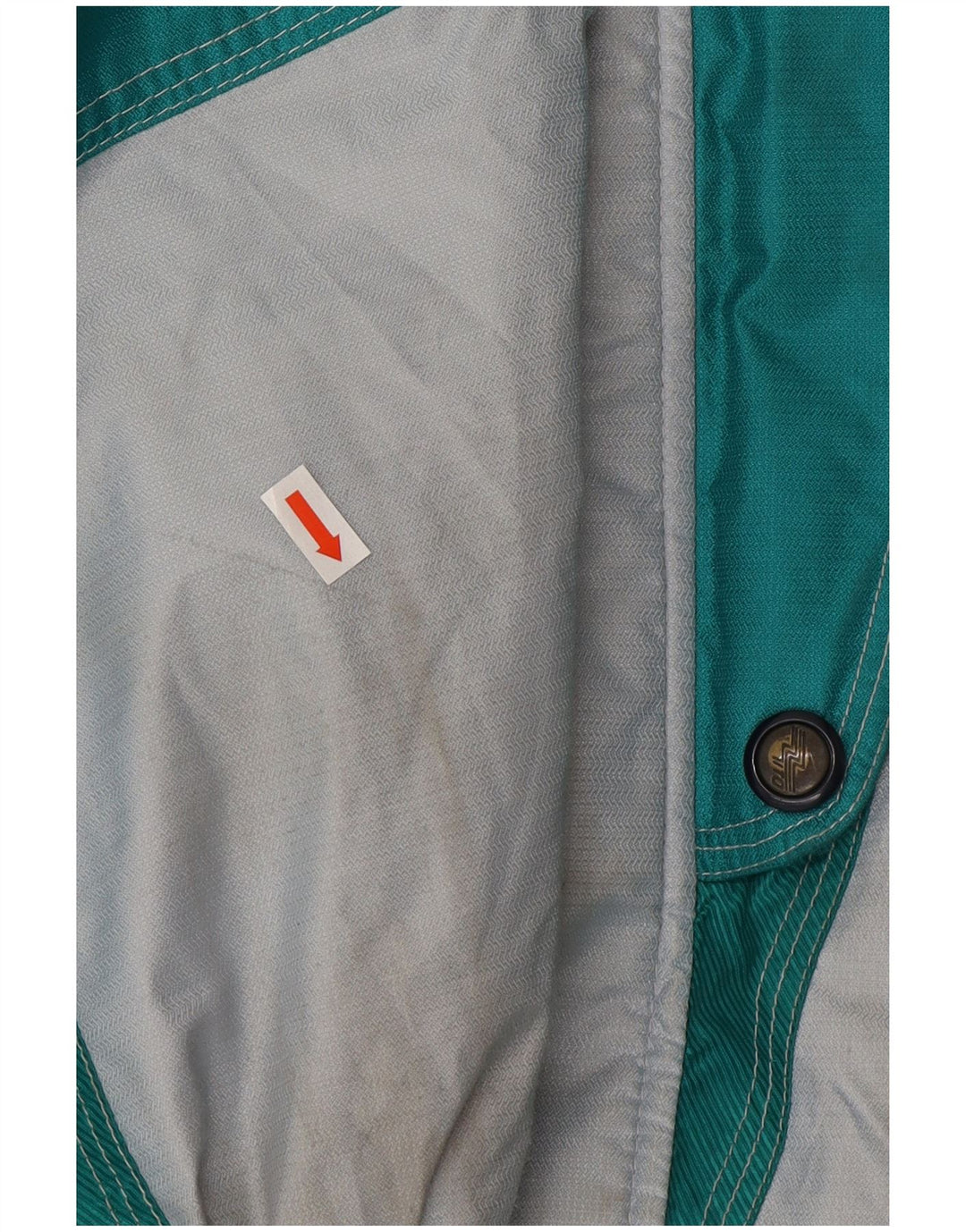 Vintage Herren-Skijacke mit Grafik, EU 48, mittelgrünes Farbblock-Polyamid