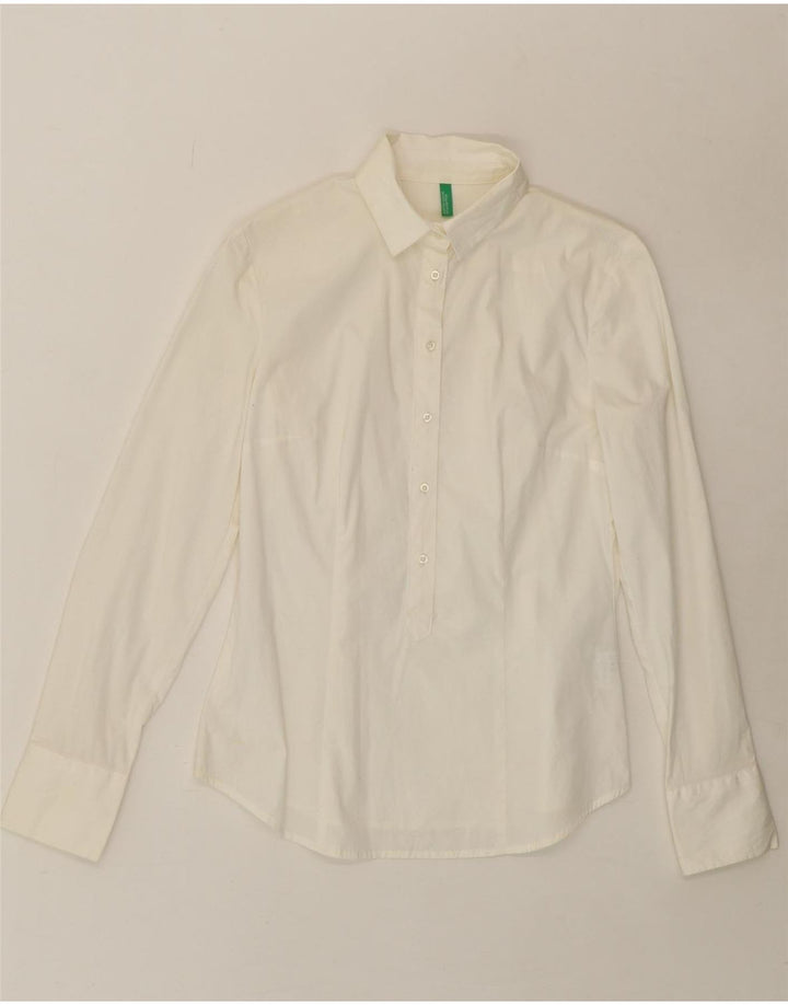 BENETTON Womens Pullover Shirt UK 10 Small White Cotton Vintage Benetton and Second-Hand Benetton from Messina Hembry 