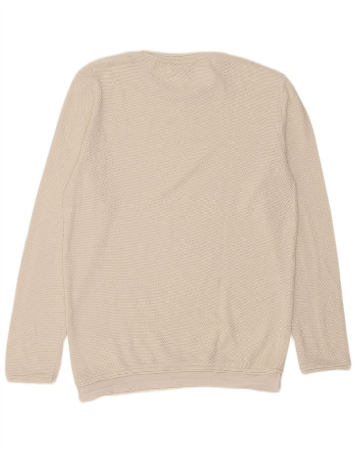 Zara Herren-Pullover mit Rundhalsausschnitt, Größe L, Weiß