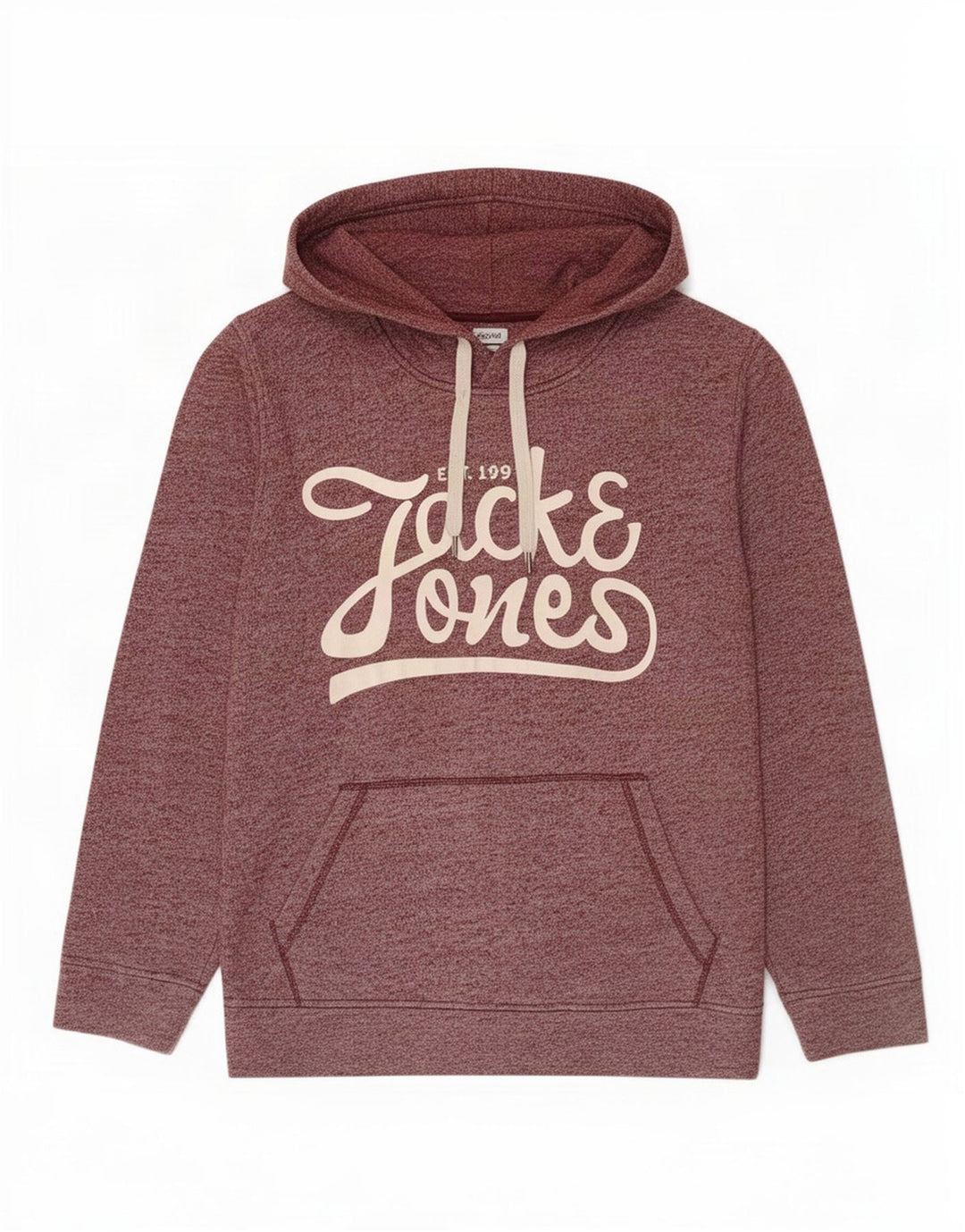 Jack & Jones Herren-Kapuzenpullover mit Grafik, mittleres Burgunderrot, geflecktes Polyester