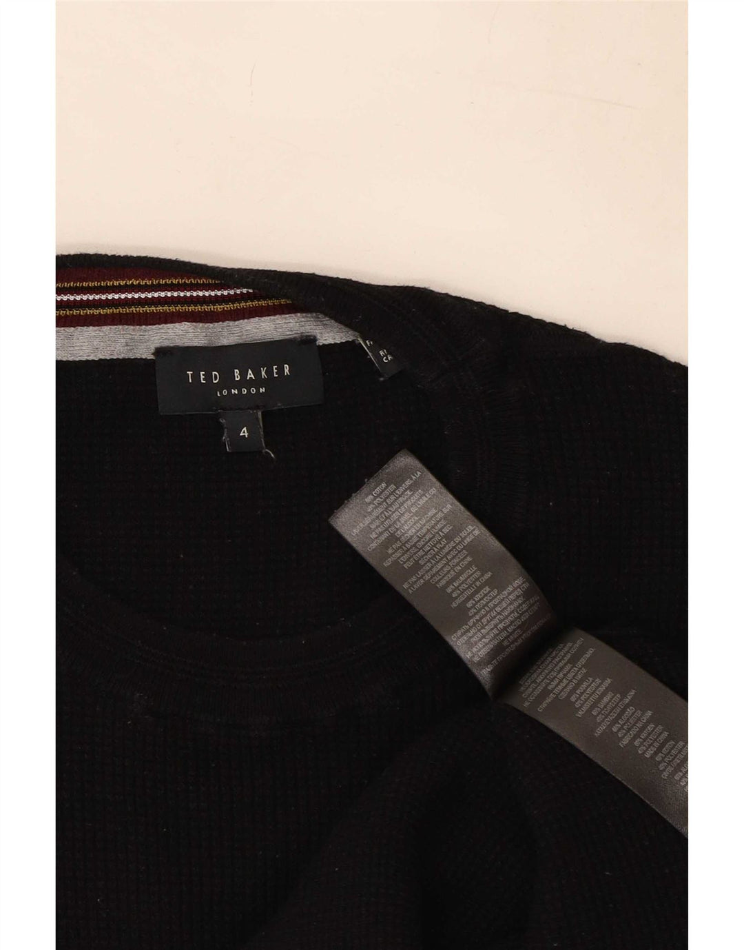 Ted Baker Herren-Pullover mit Rundhalsausschnitt, Größe 4, groß, schwarze Baumwolle