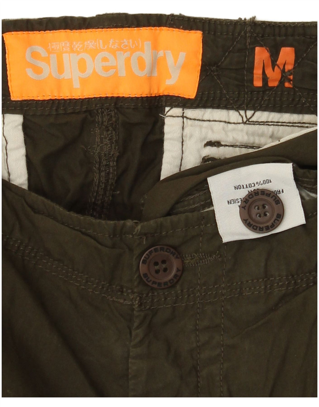 Superdry Herren Cargoshorts Medium W30 Khaki Baumwolle