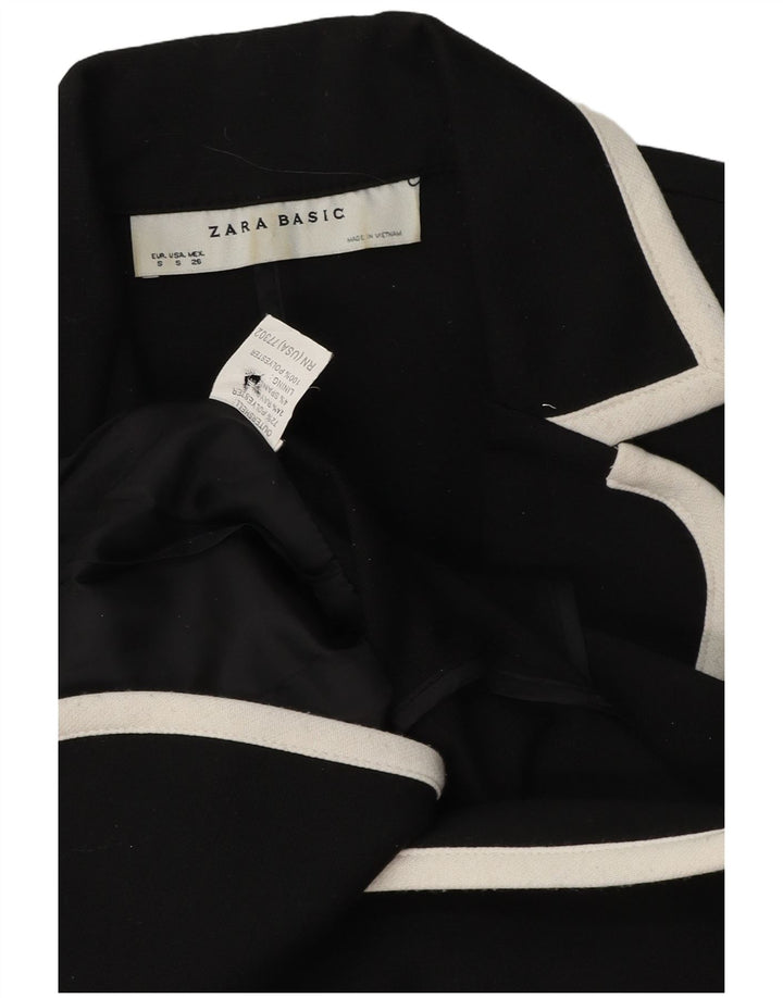 Zara Damen-Blazerjacke mit 2 Knöpfen, UK 10, Größe S, Schwarz, Farbblock-Polyester