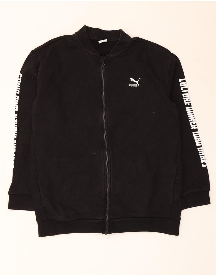 Puma Jungen Grafik-Trainingsanzug-Top-Jacke, 13–14 Jahre, schwarze Baumwolle