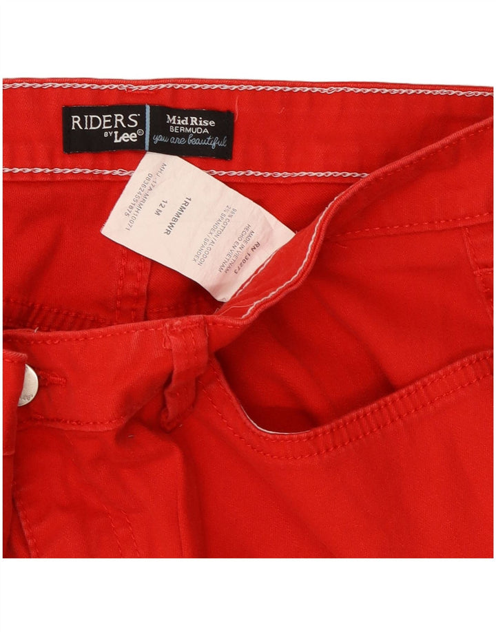 Lee Womens Riders Mid Rise Bermuda Shorts US 12 Large W32 Rote Baumwolle