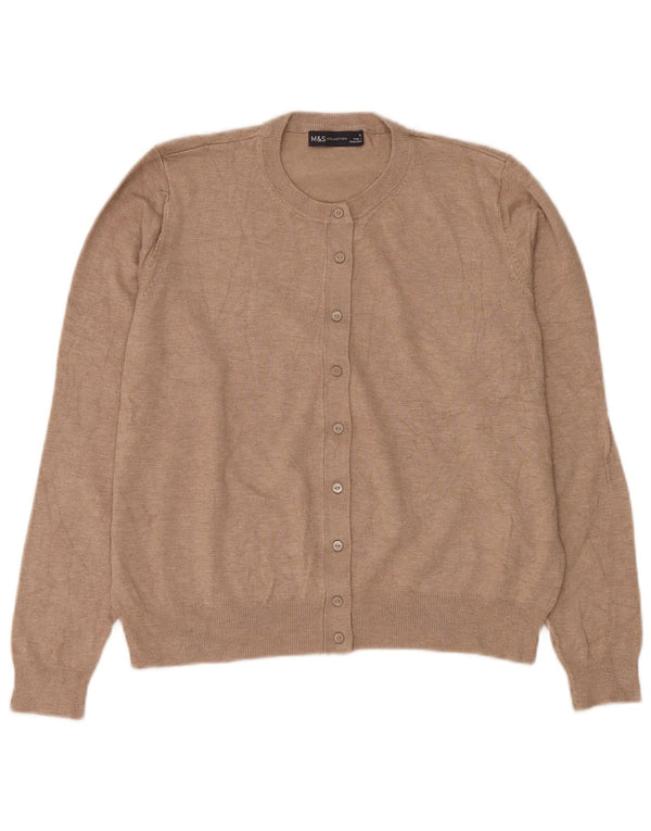 MARKS & SPENCER Damen Crop Cardigan Pullover UK 18 XL Beige Viskose