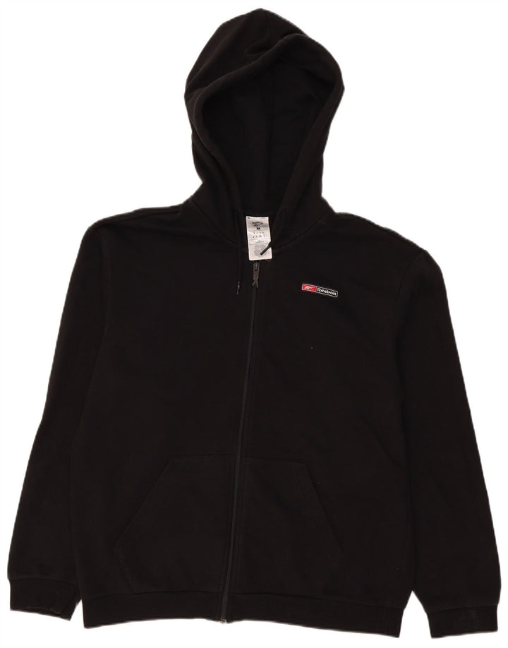 Reebok Herren-Kapuzenpullover mit Reißverschluss, mittelschwarz, Baumwolle