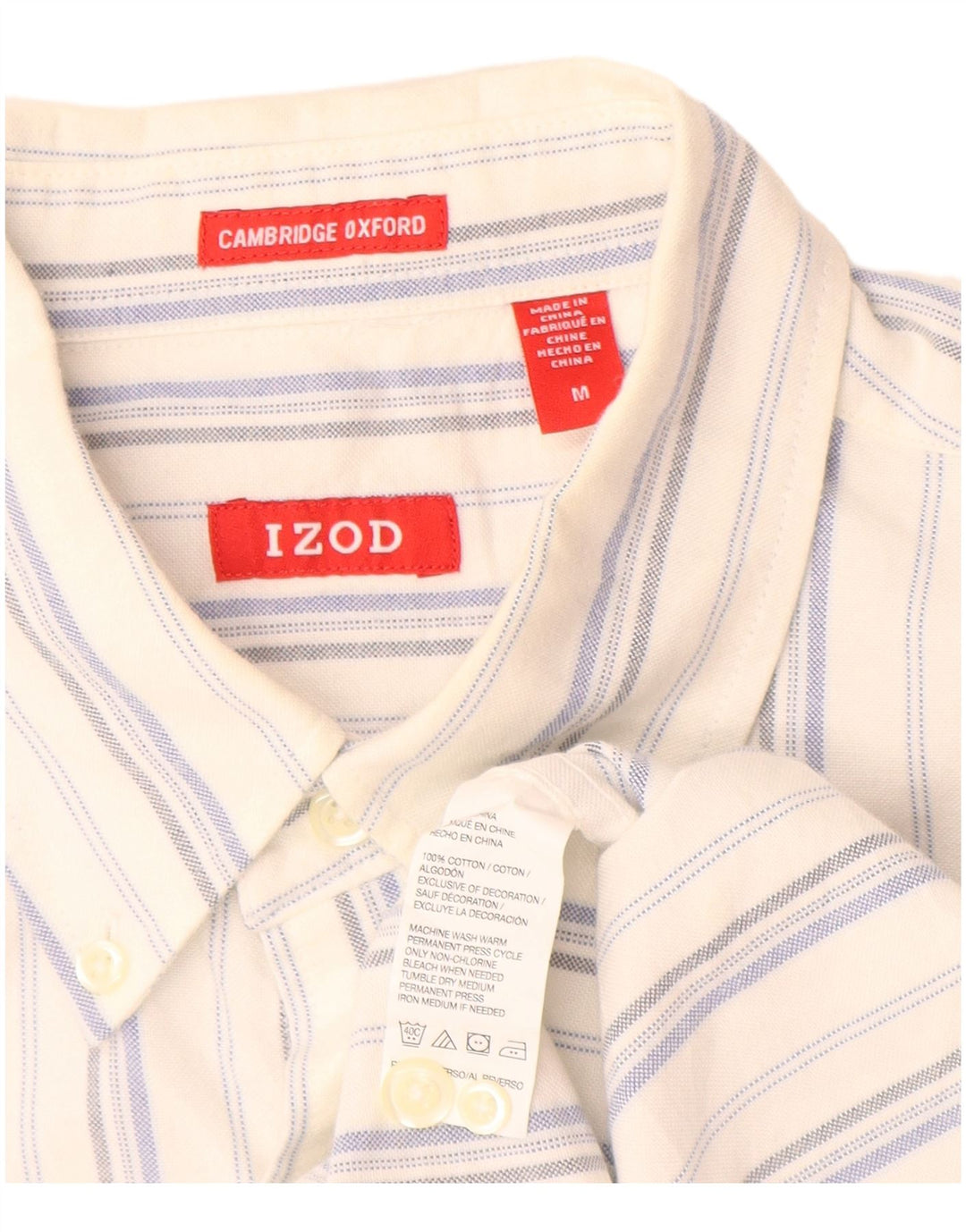 Izod Herrenhemd aus mittelweißer, gestreifter Baumwolle