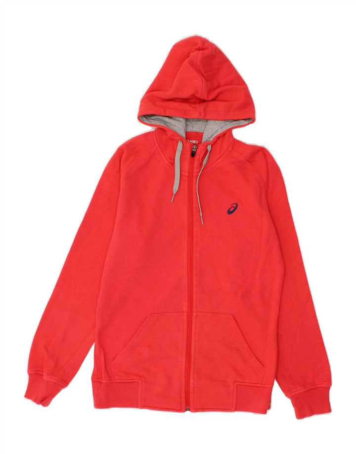 ASICS Womens Zip Hoodie Sweater UK 12 Medium Red Cotton Vintage Asics and Second-Hand Asics from Messina Hembry 