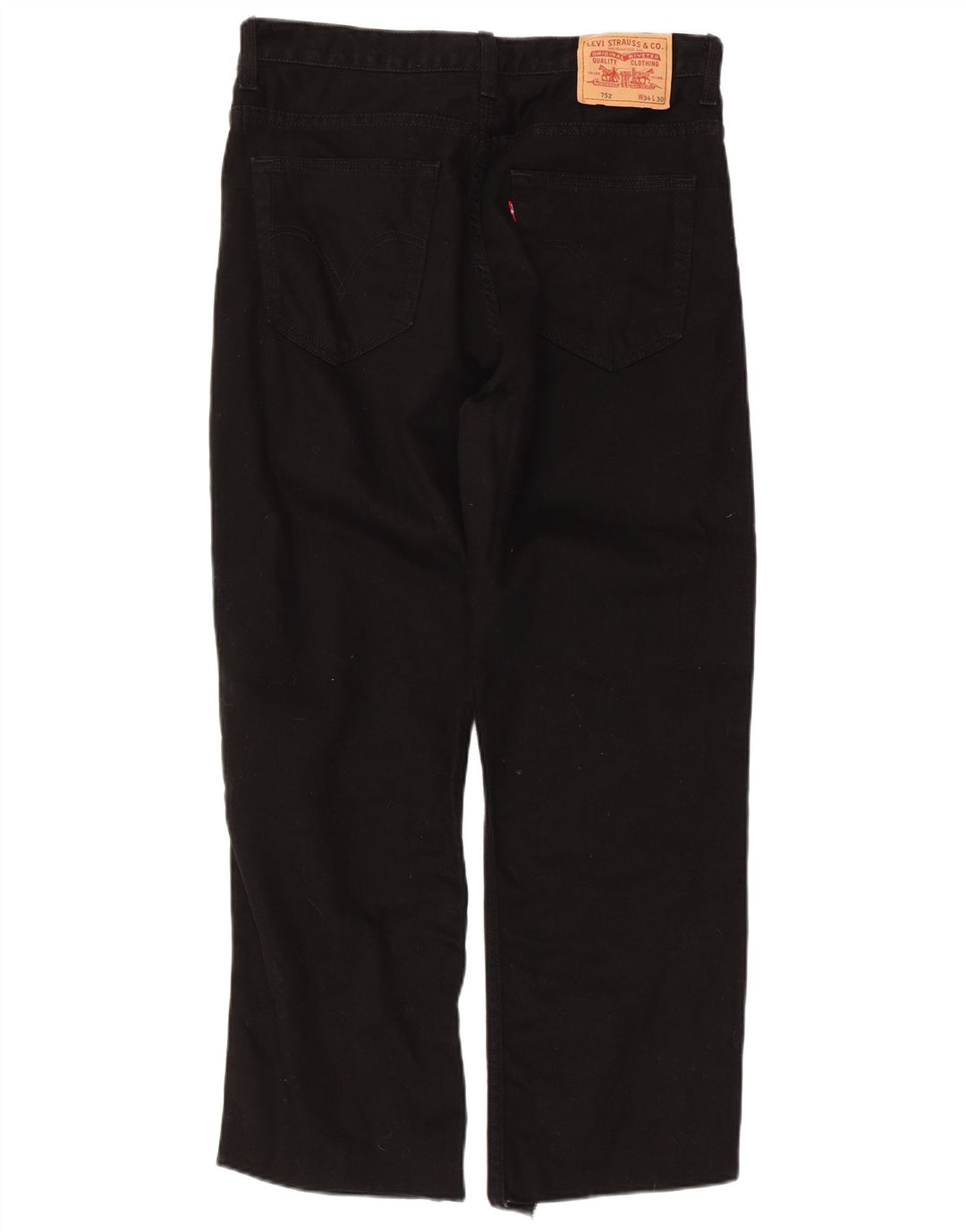 Levi's Herren 752 Straight Jeans W34 L26 Schwarze Baumwolle