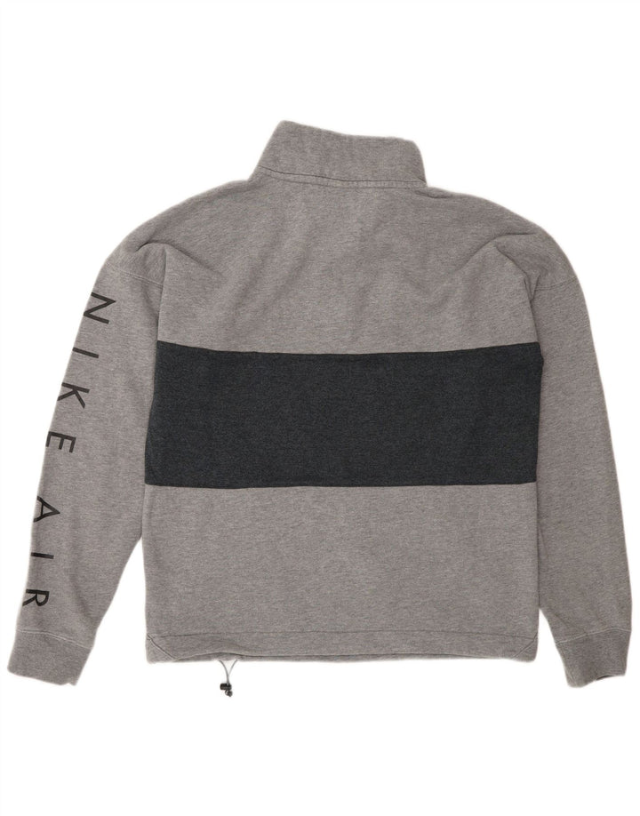 Nike Herren-Sweatshirt mit grafischem Reißverschluss und Rundhalsausschnitt, Größe S, Grau, Colourblock-Baumwolle