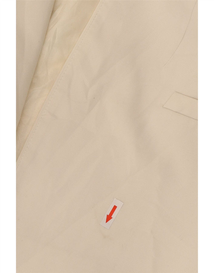 Zara Damen Crop Open Blazer Jacke UK 6 XS Off White Polyester