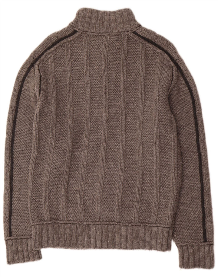 Fat Face Herren-Pullover mit Reißverschluss am Hals, mittelgraue Wolle