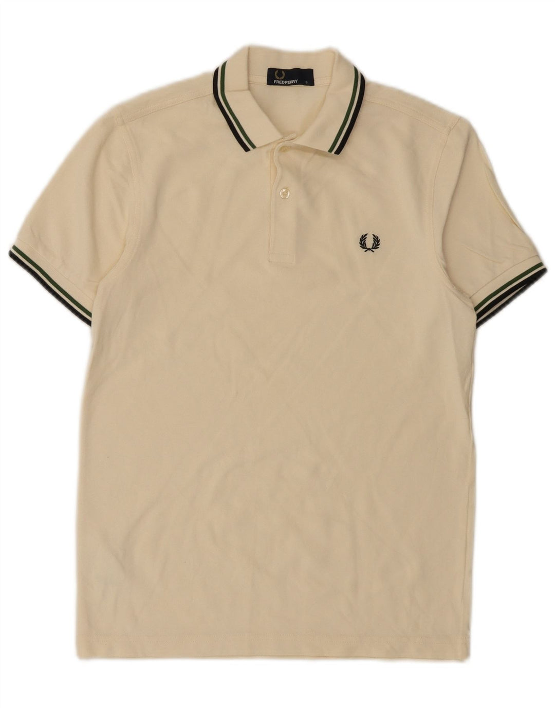 Fred Perry Herren-Poloshirt, Größe S, weiße Baumwolle