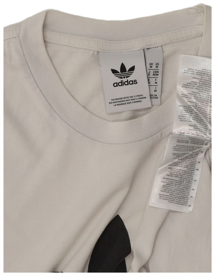 ADIDAS Mens Graphic T-Shirt Top Medium White Cotton