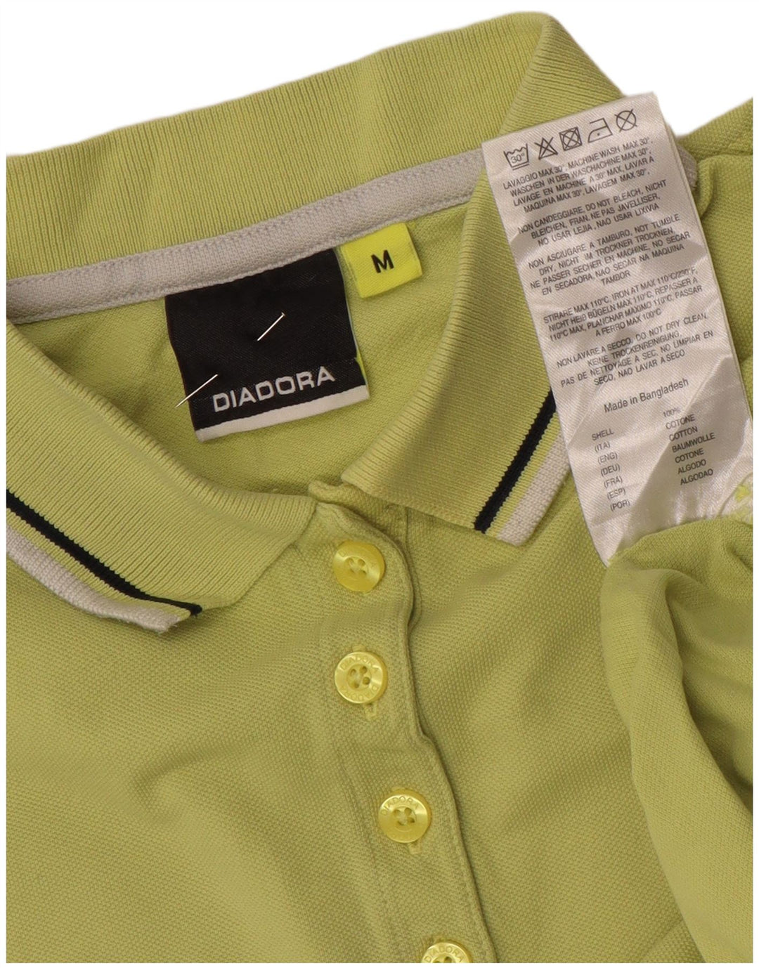 Diadora Damen Poloshirt UK 12 Mittelgrüne Baumwolle